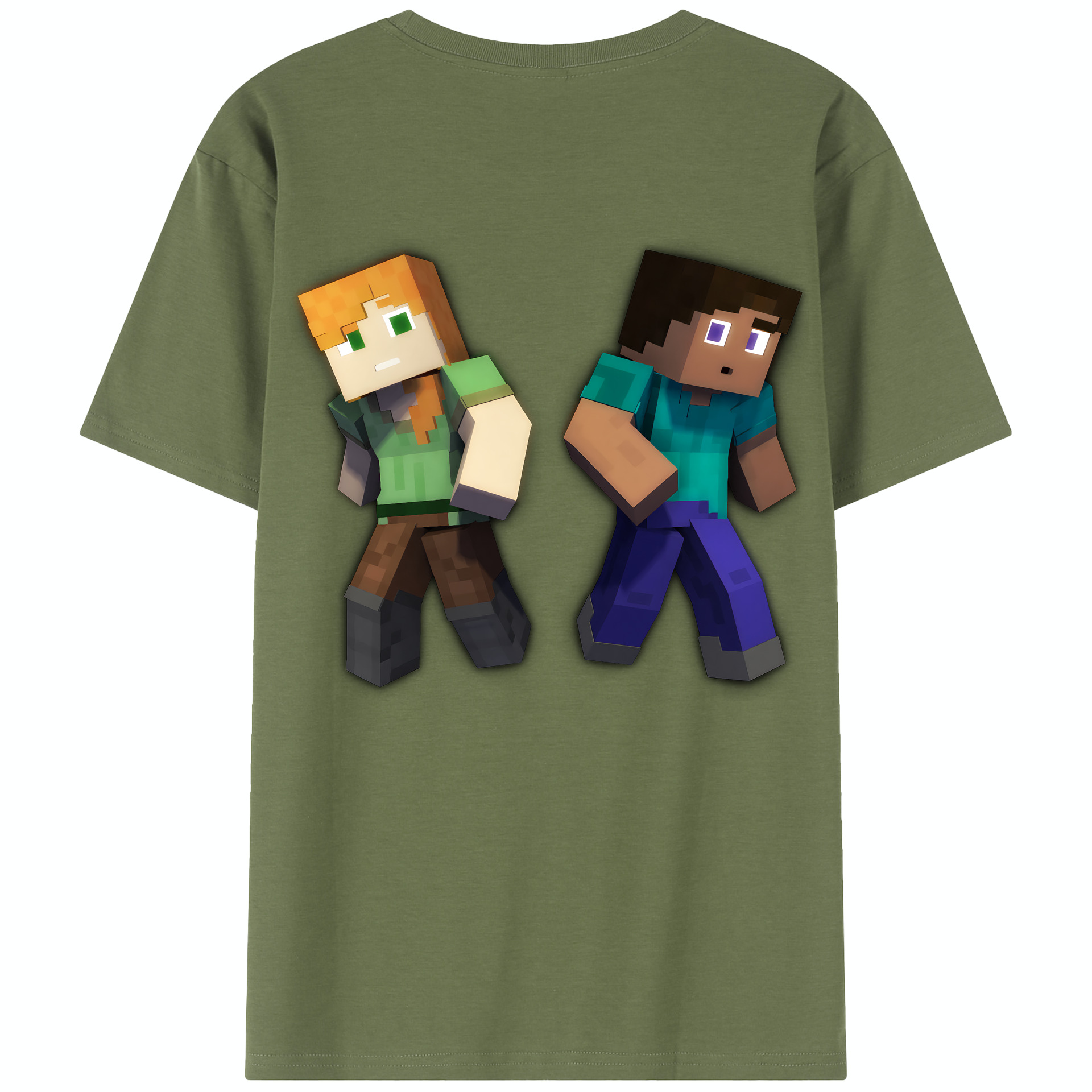 （画像用） マインクラフト ブロックの世界 Minecraft MC Block world 綿100％半袖Tシャツ（背面プリント）